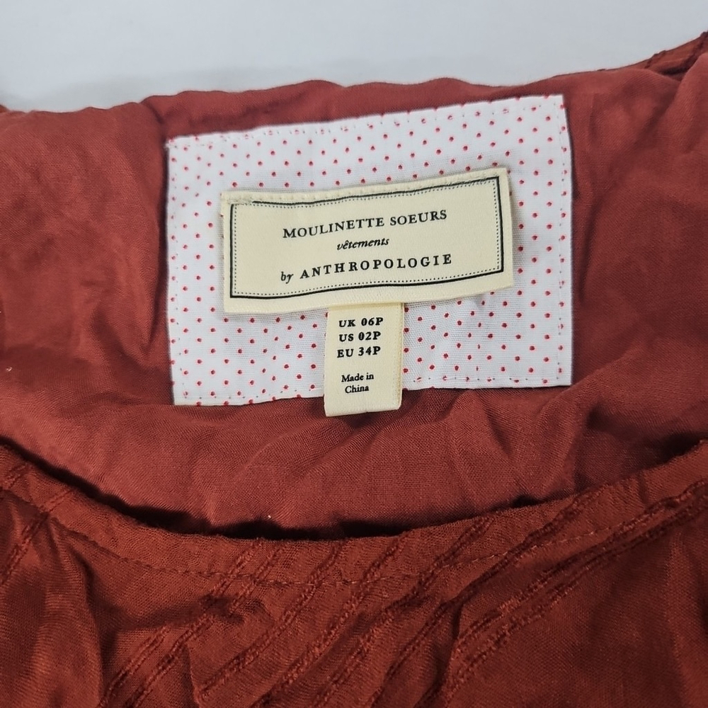 Anthropologie Moulinette Soeurs Guinevere Belted Boho Maxi Orange Dress Size 2P - Picture 11 of 16
